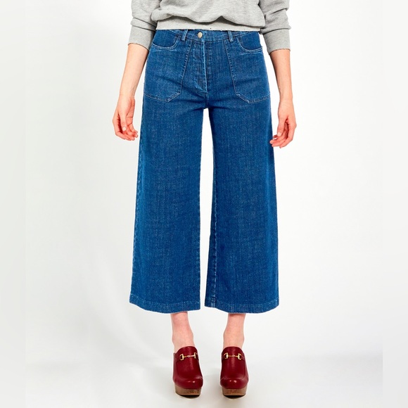 Loup Denim - Loup Wide-Leg Cropped Jeans in Denim Blue